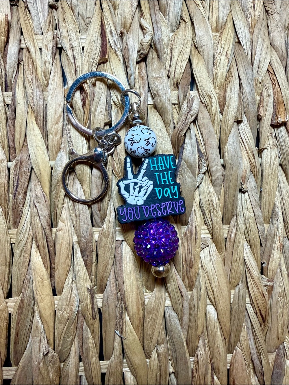Have The Day You Deserve Purple Beaded Keychain Charm - Kids Accessories